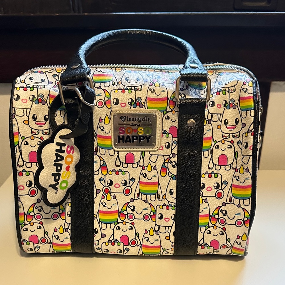 Loungefly So So Happy Multicolor Unicorn Bag with Black Accents